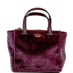 KATE SPADE Mini Kona Dawn Place Deep Plum Velvet Crossbody Tote Satchel Box Bag